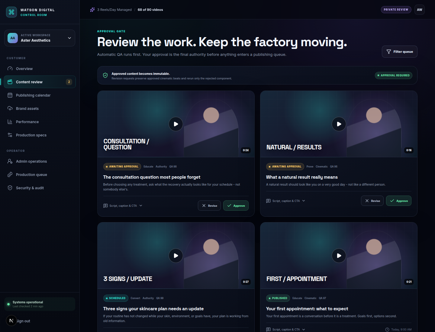 Advancing AI client Control Room content approval interface